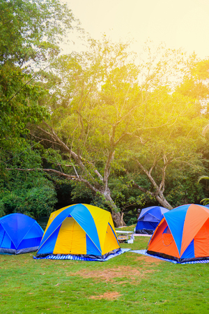 Colorful tent for recreation at the resortの写真素材
