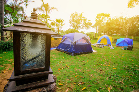 Colorful tent for recreation at the resortの写真素材