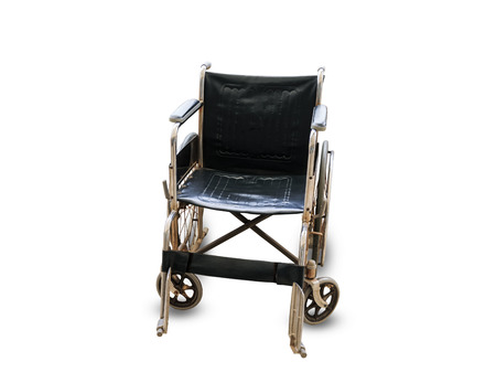 Close up wheelchair isolated on white backgroundの写真素材