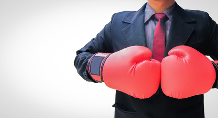 Businessman in suit ready for fight, Fighting business concept.の写真素材