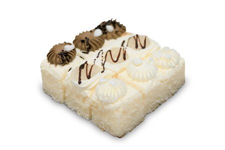 white small cake isolated on white backgroundの写真素材