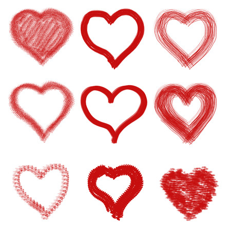 Group of collect writing heart on white background, Valentine's day concept.の写真素材