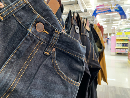 Jeans trousers for sell at the department storeの写真素材