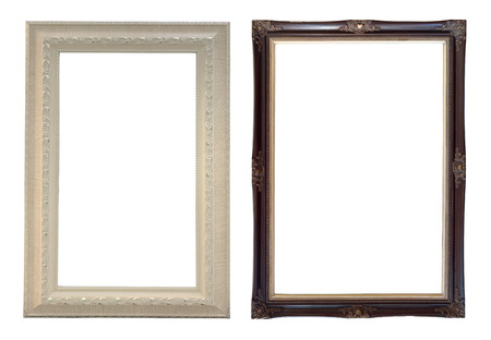 Close up vintage rust picture frame isolated on white backgroundの写真素材