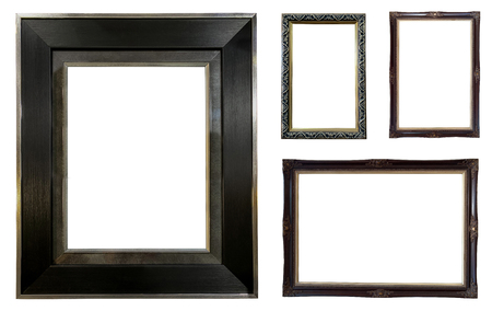 Close up vintage rust picture frame isolated on white background