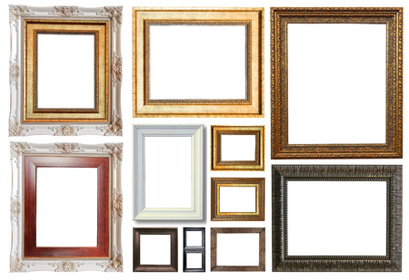 Group of luxury picture frame isolated on white backgroundの写真素材