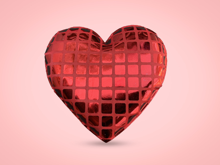 Close up heart sign isolated on pink background, Valentine day conceptの写真素材