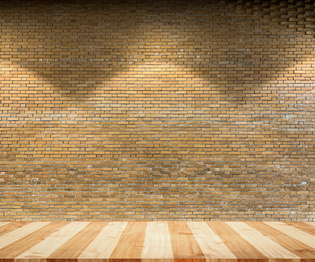 Close up brown rustic brick texture background on wallの写真素材