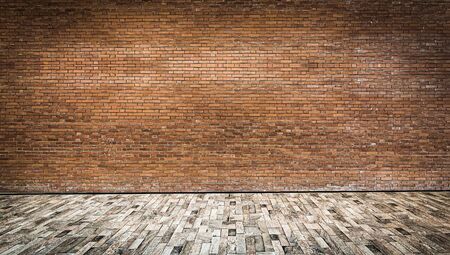 Close up rustic brown old brick wall texture backgroundの写真素材