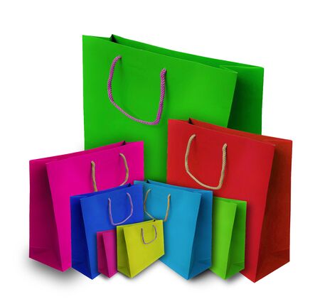Colorful shopping bag isolated on white backgroundの写真素材