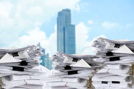 close up many stack of paper documentsの写真素材