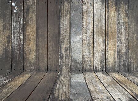 Close up old rustic dark wooden texture background tabletopの写真素材