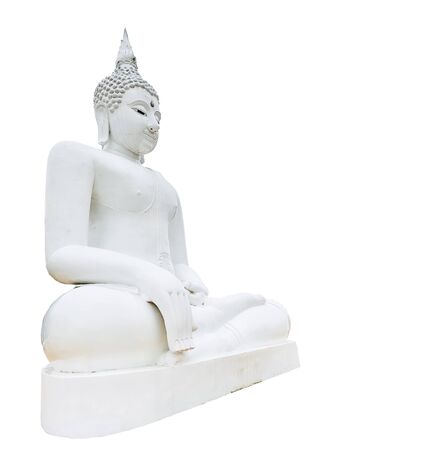 Close up white big buddha statue with space backgroundの写真素材