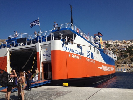 Boat from Symi to Rhodos greeceの素材