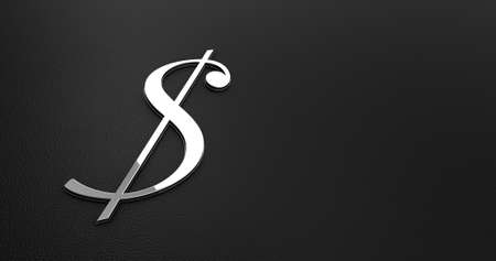 Luxury Design 3d Chrome Dollar sign on Black Leather - Business Conceptの写真素材