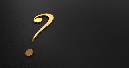 Luxury Design 3d Gold Question Mark Icon on Black Leather - Business Conceptの写真素材