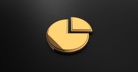 Luxury Design 3d Gold Pie Chart Icon on Black Leather - Business Conceptの写真素材