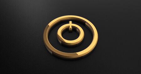 Luxury Design 3d Gold Power Icon on Black Leather