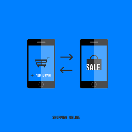 Shopping Online with Smartphoneのイラスト素材