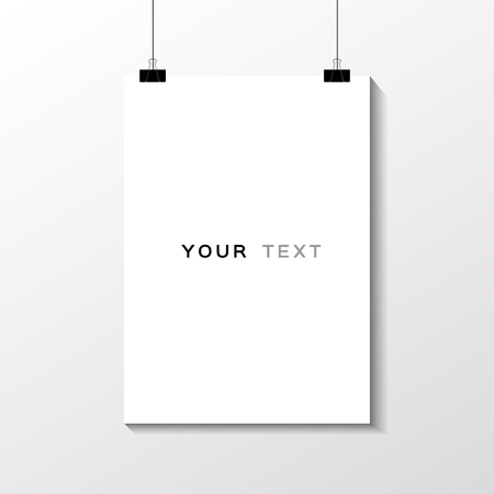 A4 / A3 format poster minimal abstract Blank design with your text, paper clips and shadowのイラスト素材