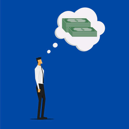 Businessman Thinking About Money - Business Concept Cartoon illustration.のイラスト素材