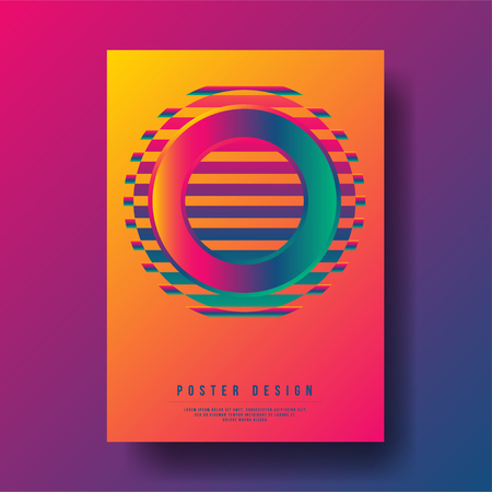 Abstract Colorful Gradient Circle with Geometric Shapes Cover Design Layout Template.のイラスト素材