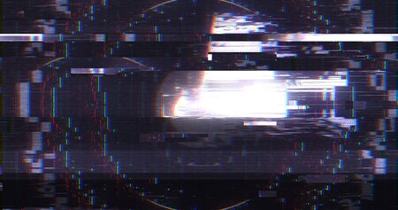Abstract Digital User Interface HUD with Pixel Noise Glitch Error Video Damageの写真素材