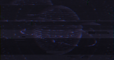 Abstract Digital User Interface HUD Global Digital Network with Pixel Noise Glitch Error Video Damageの写真素材