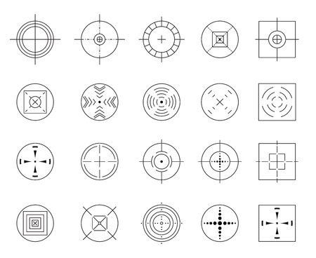 Collection of vector flat simple targets isolated on white background.のイラスト素材