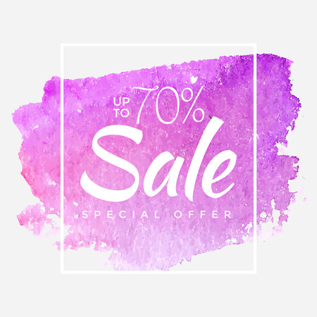 Watercolor Special Offer, Super Sale Flyer, Banner, Poster, Pamphlet, Saving Upto 70 Off, Vector illustration with abstract paint strokeのイラスト素材