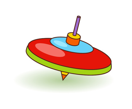 Humming-top children toy. Bright top toy over white vector illustrationのイラスト素材