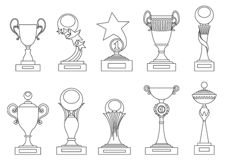Sports trophies and awards silhouettes set for design, such logo.のイラスト素材