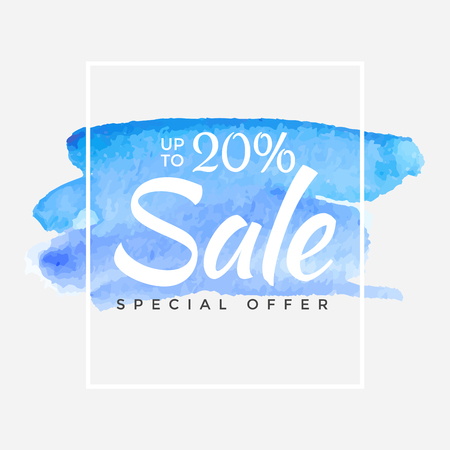 Watercolor Special Offer, Super Sale Flyer, Banner, Poster, Pamphlet, Saving Up to 20% Off, Vector illustration with abstract paint stroke.のイラスト素材