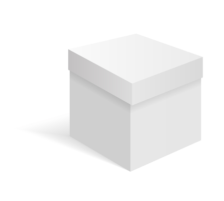White blank cardboard package box. Vector template. Cardboard box mockup, package and container illustration.のイラスト素材