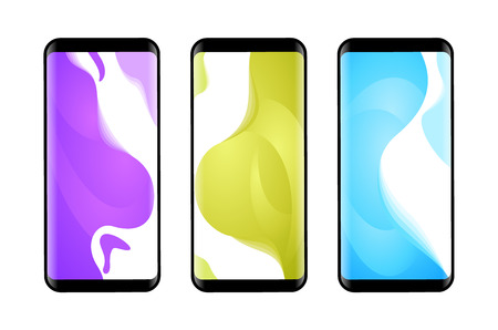Vector phone x wallpaper collection. Editable gradient wallpapers background into phone shape.のイラスト素材