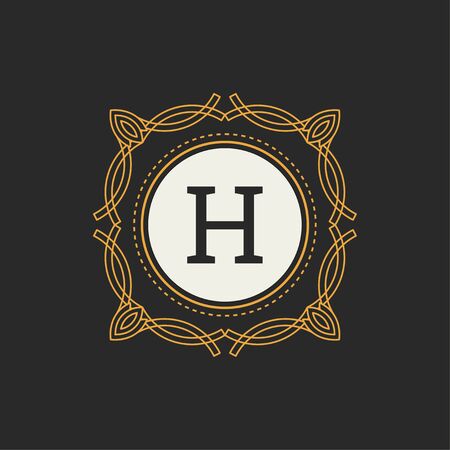 Floral monogram. Classic ornament. Classic design elements for wedding invitations.のイラスト素材