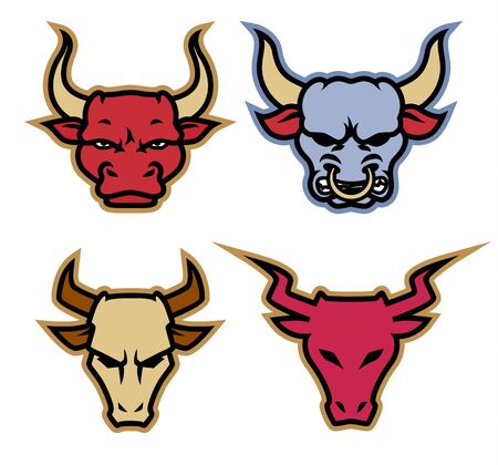 Head bull icon designs with chain on the neck vector.のイラスト素材