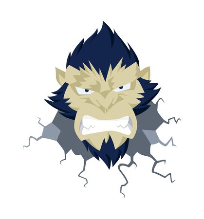 Gorilla head vector, angry monkey head vector, ape face icon.のイラスト素材
