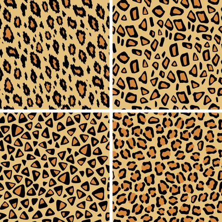 Set of leopard skin seamless pattern. Wild cat texture repeat. Abstract animal fur wallpaper. Contemporary backdrop. Concept trendy fabric textile design.のイラスト素材