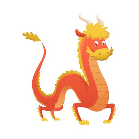 Japan or china dragon cartoon vector cute dragonfly dino character baby dinosaur for kids fairytale dino illustration isolated on white background.のイラスト素材