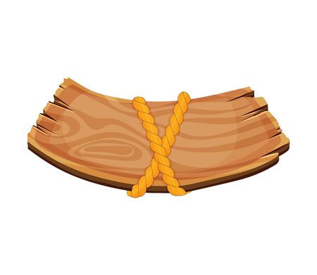 Cartoon wood blank signboard, banner and ribbon, western sign vector set. Wooden banner and vintage frame plank illustrationのイラスト素材