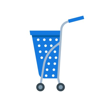 Shopping cart or shop supermarket trolley baskets vector flat isolated icon.のイラスト素材