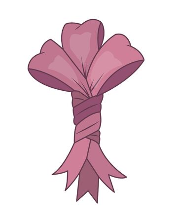 Pink ribbon bow on whiteのイラスト素材