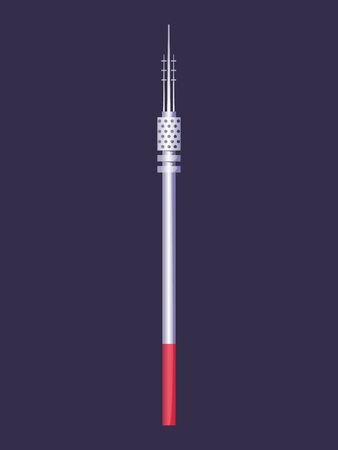 Wireless tower. Tv radio network communication satellite antena signal vector pictures. Communication tower. Cellular broadcasting tv wireless radio antena satellite constructionのイラスト素材