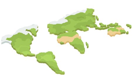 Concept of Global logistics network. 3d isometric map. Vector illustration. Color world map.のイラスト素材