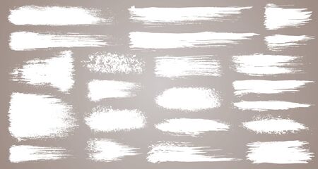 Vector set of grunge artistic brush strokes, brushes. Creative design elements. Grunge watercolor wide brush strokes. White collection isolated on white backgroundのイラスト素材