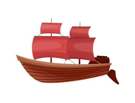 Yacht sailboat or sail boat marine. Cruise travel company. Sailing ship symbolのイラスト素材