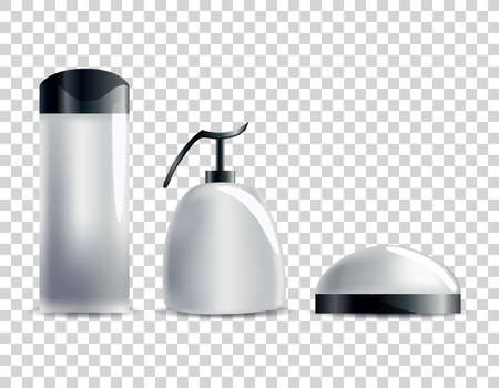 Realistic blank cosmetic tubes. Set of unbranded packages for body cosmetic. Vector mock-up isolated on white. Cosmetic product package. On transparent backgroundのイラスト素材