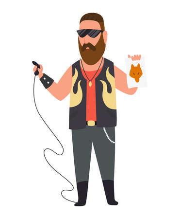 Character tattoo master profession. Men worker occupation in the uniform. Isolated vector illustration in cartoon styleのイラスト素材