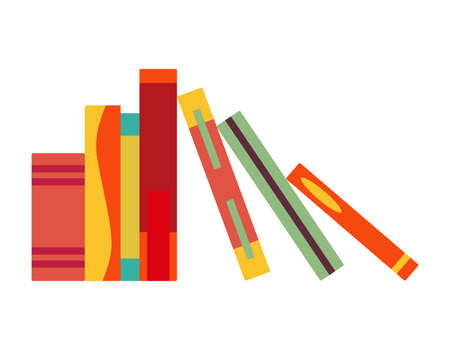 Various books, stack of books, notebooks. Set for book lovers. Read more books. Hand drawn educational vector illustration. Flat design styleのイラスト素材